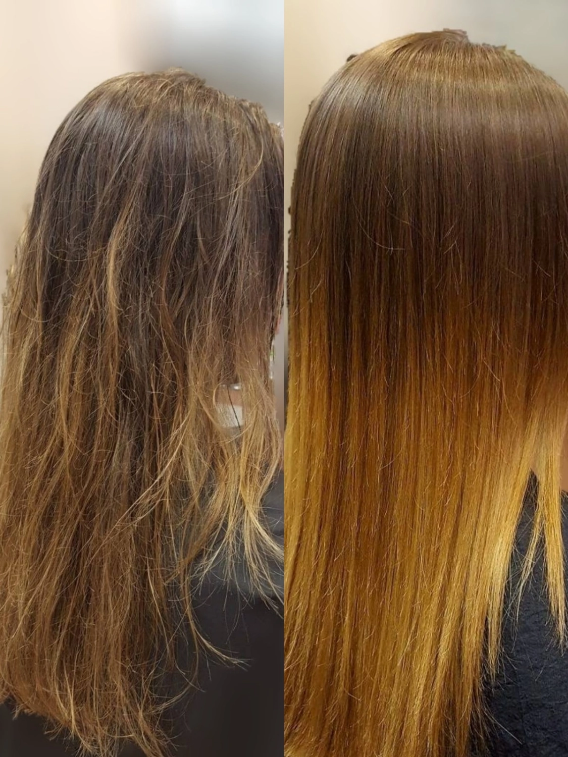 Haarbehandlung Vorher-Nachher-Bild vom Kleinen Friseuratelier